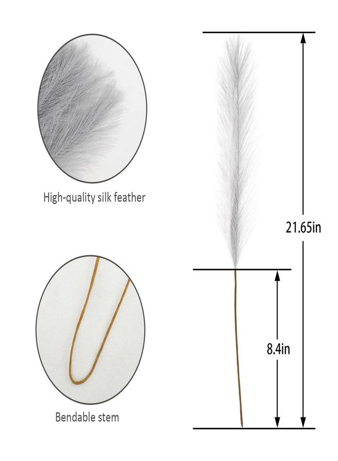 obbsie 50pcs Faux Pampas Grass Grey, 21.6" Short Artificial Pompous Grass Floral Fake Pompas Grass Branches Vase Filler Flower Arrangement for Home Wedding Boho Decor - Image 5